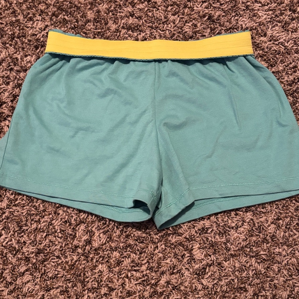 Kids Teal Shorts with Yellow Waistband